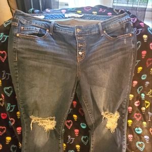 Torrid Skinny Button Fly Crop Jeans Distressed size 20